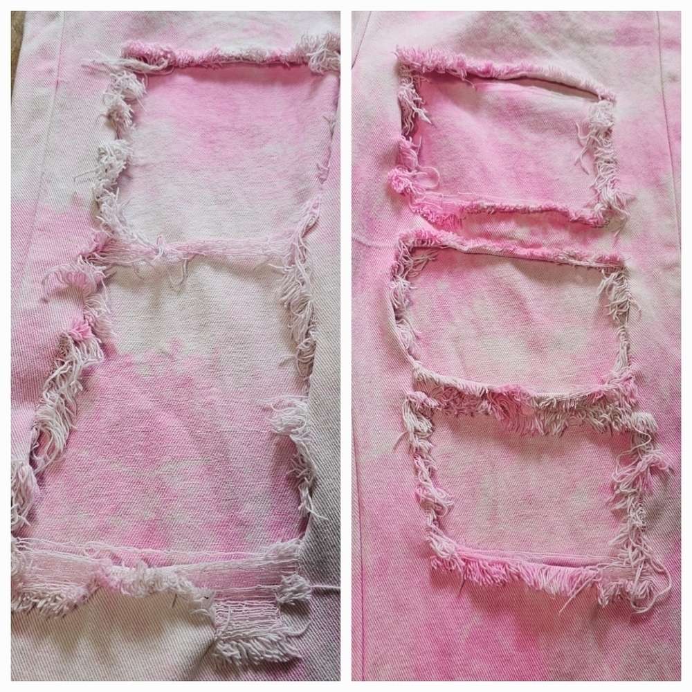 N°1 Los Angeles Pink Acid Wash Distressed Denim Jumpsuit Size S - Picture 10 of 17